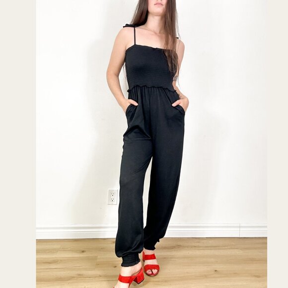 La Vie En Rose Black Spaghetti Strap Jumpsuit - Picture 2 of 7